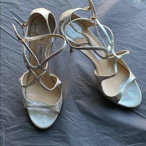 Jimmy Choo Strappy Silver Heels 39.5